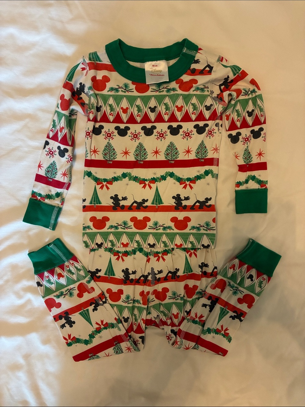 Hanna Andersson Red, Green & White Holiday Mickey Pajama Set